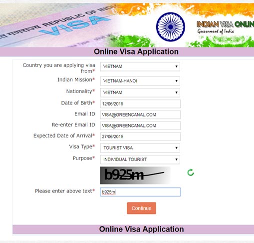 Cách khai xin visa Ấn Độ online 