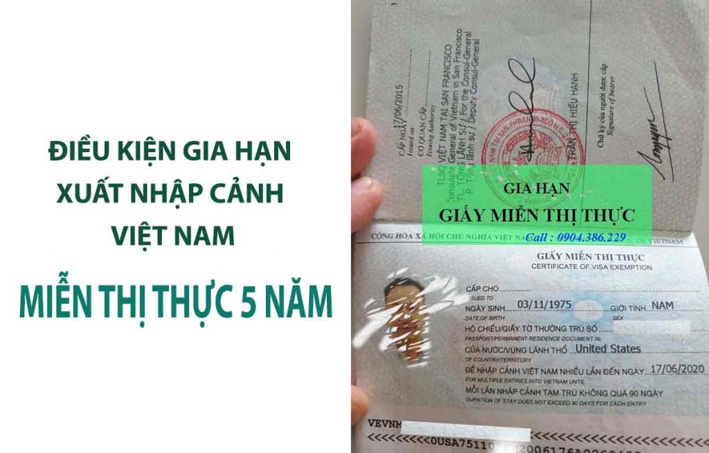 điều kiện gia hạn miễn thị thực 5 năm online