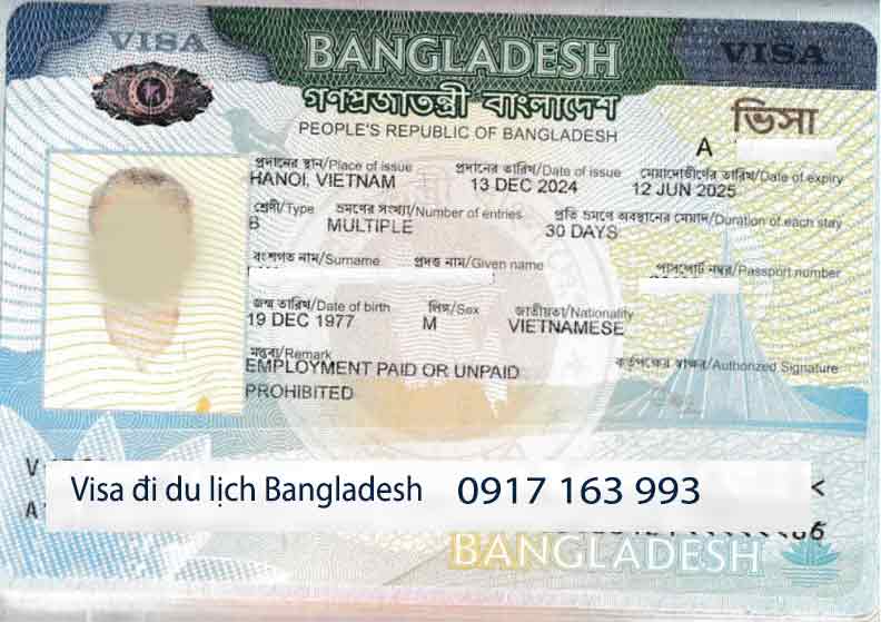 xin visa du lịch bangladesh