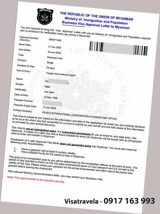visa công tác myanmar xin tại sân bay được không
