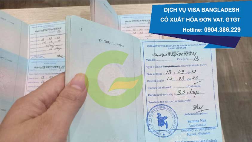 dịch vụ làm visa bangladesh có xuất hóa đơn vat, gtgt