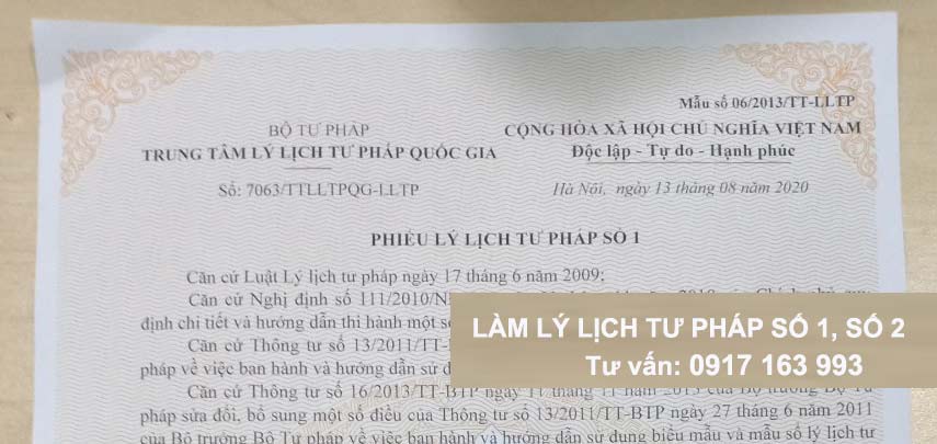 Dịch Vụ Làm Lý Lịch Tư Pháp Số 1 Và Số 2 Nhanh, Giá Rẻ