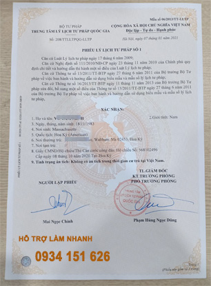 dịch vụ làm lý lịch tư pháp số 1 nhanh giá rẻ