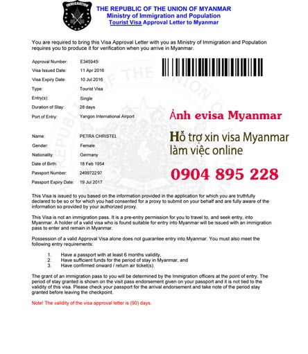 thủ tục xin visa myanmar làm việc online mới nhất 2022
