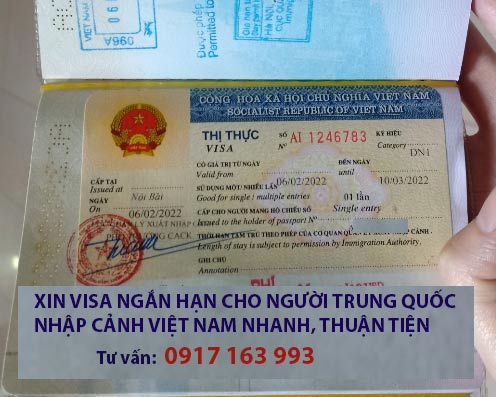 xin visa ngắn hạn cho người trung quốc nhập cảnh việt nam