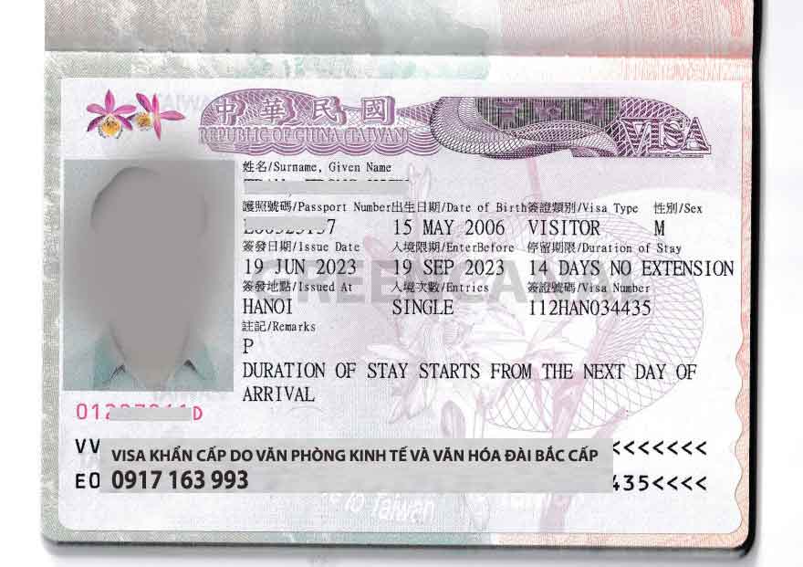 lệ phí xin visa đài loan tại văn phòng kinh tế và văn hóa đài bắc