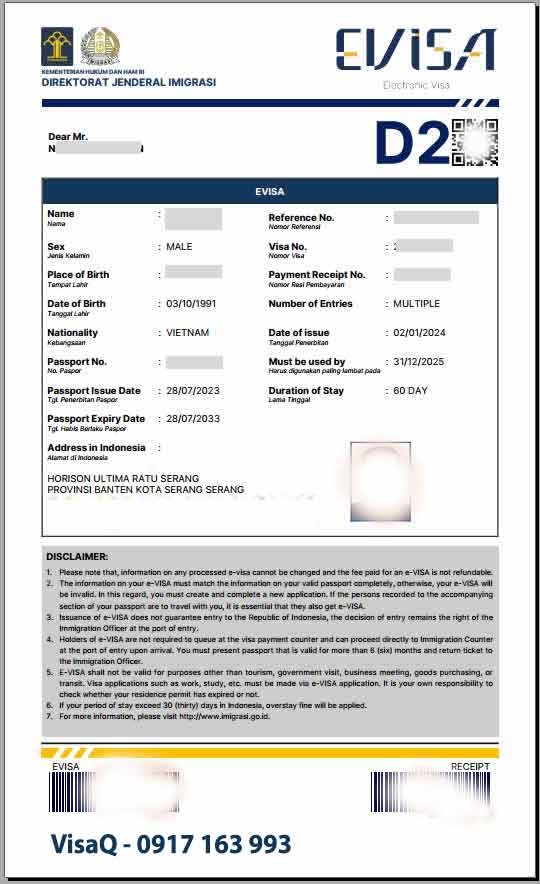 thủ tục xin visa công tác indonesia