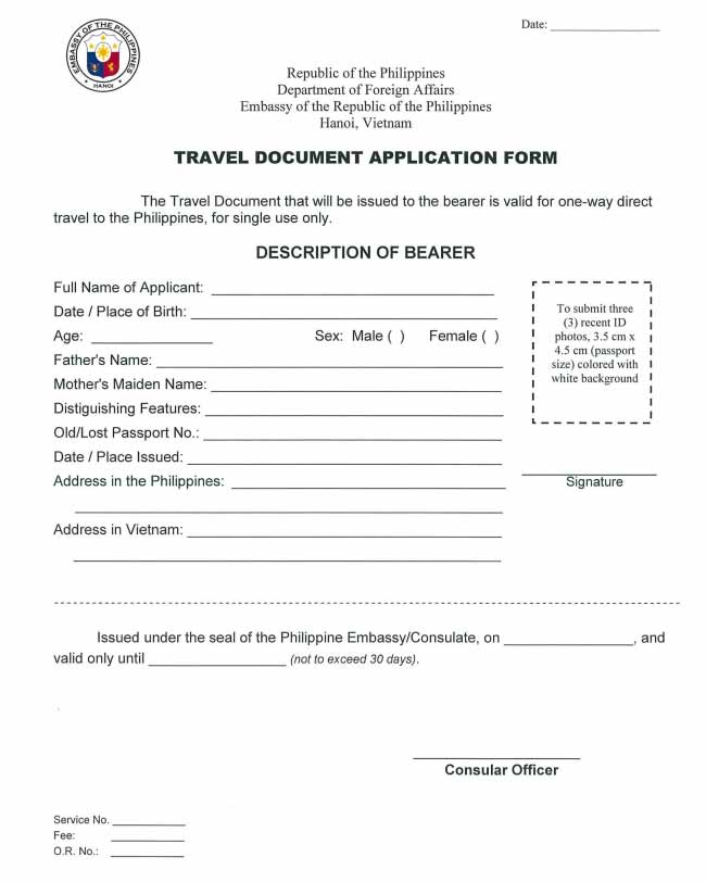 mẫu đơn xin visa 9a philippines application form